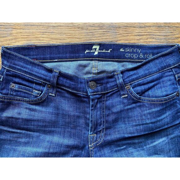 7 For All Mankind ‘The Skinny Crop & Roll’ Blue Jeans sz 28 - Picture 3 of 9